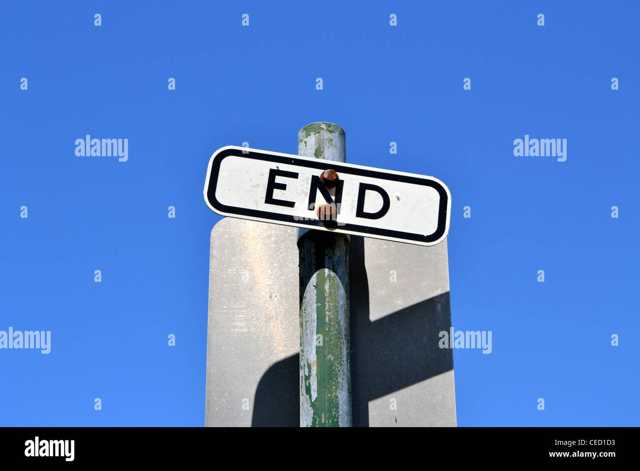 End of bike path sign Stock Photo