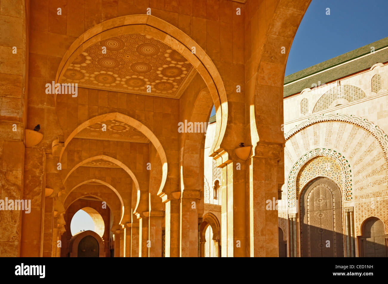 NORTH AFRICA, MOROCCO, Casablanca, Great Mosque Hassan II (1993), Islamic, decorated archways Stock Photo