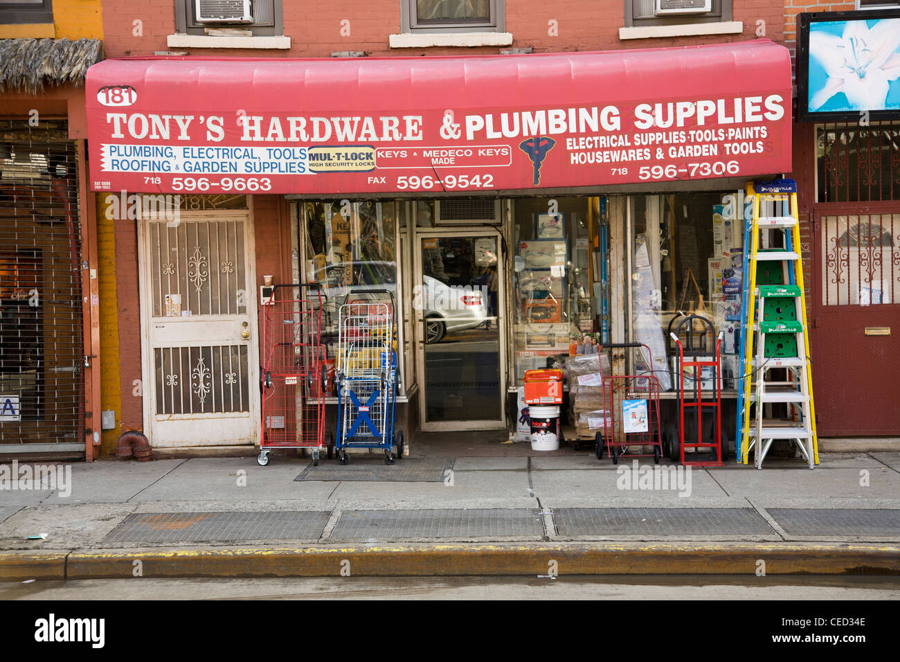 Basic hardware store in the Carroll Gardens neighborhood, Brooklyn, NY. Stock Photo