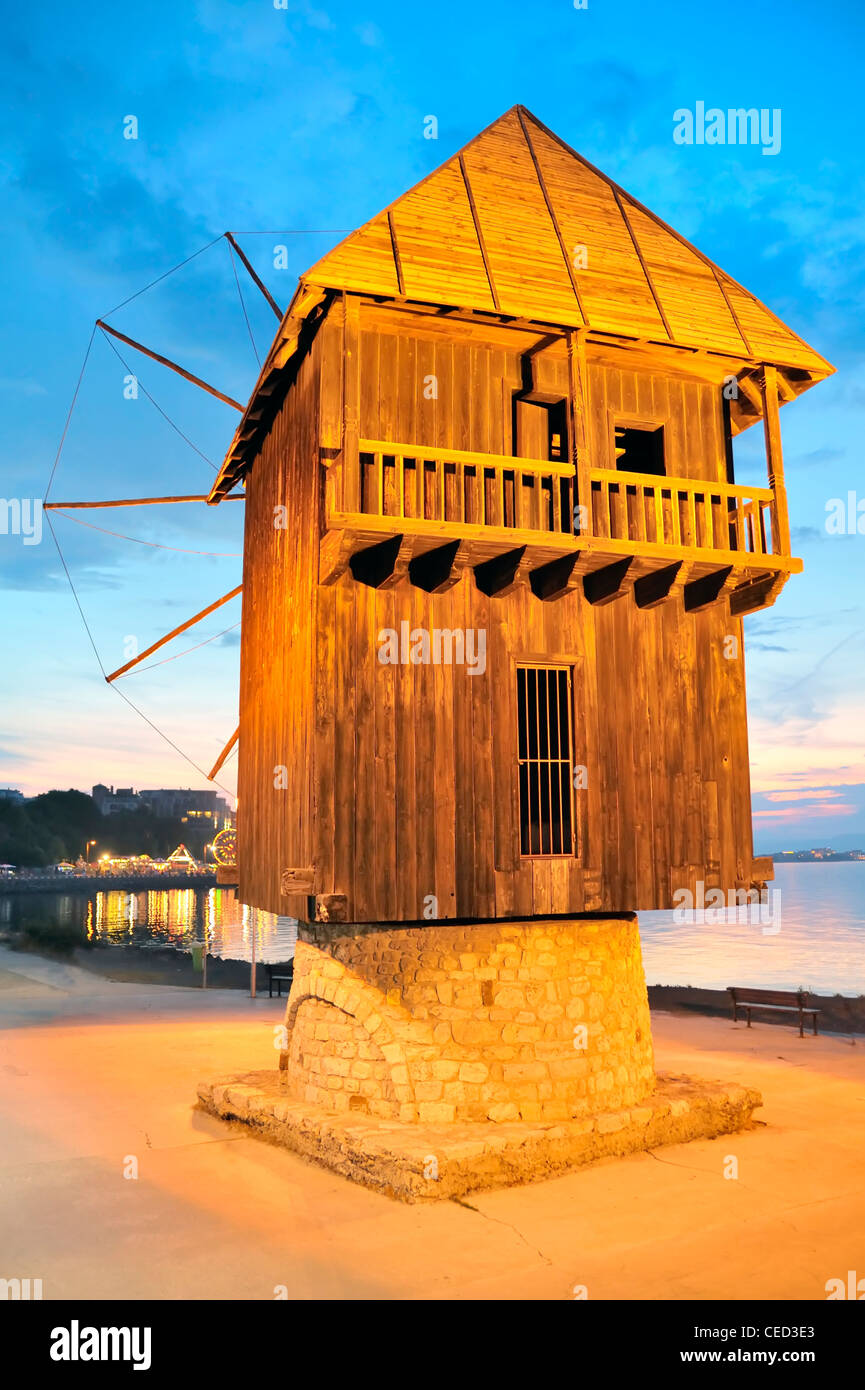 old wooden mill in nessebar bulgaria Stock Photo