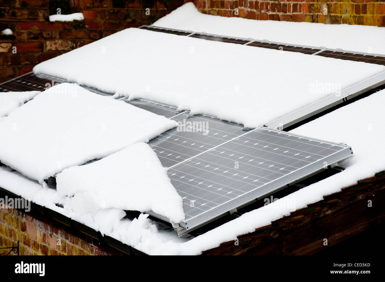 Solar Pv Panels In Winter Snow Stock Photo 43314193 Alamy