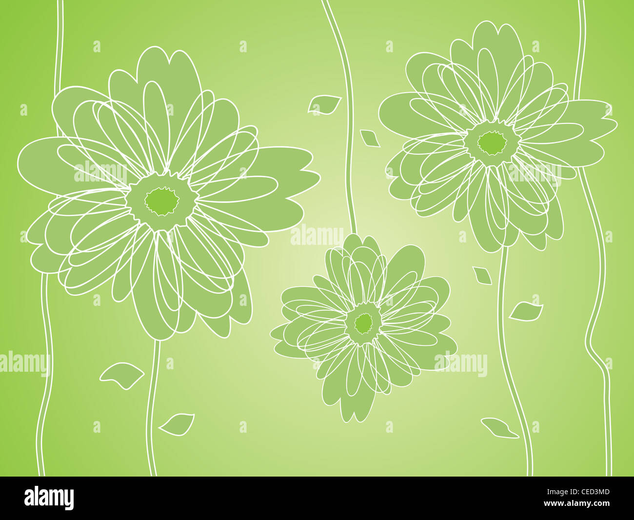 Green Flower silhouettes background illustration. Stock Photo