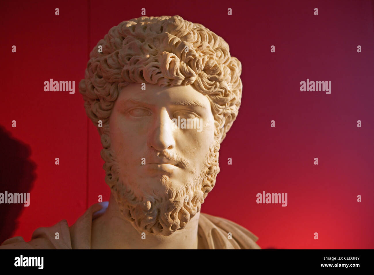 marble bust of Roman emperor Caesar Marcus Aurelius Antoninus Augustus Stock Photo
