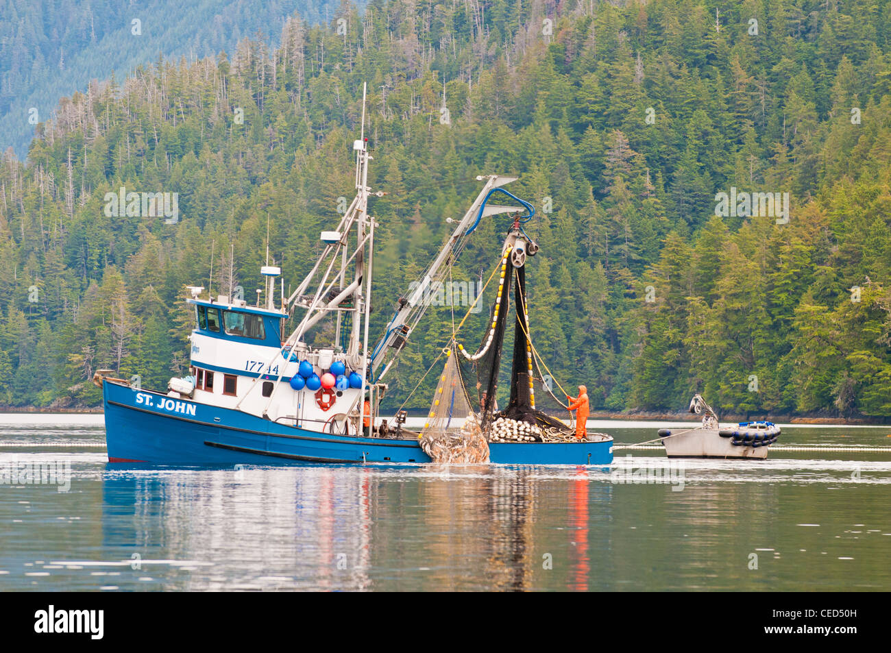 Salmon Purse Seine fishing, Sitka, Alaska Stock Photo