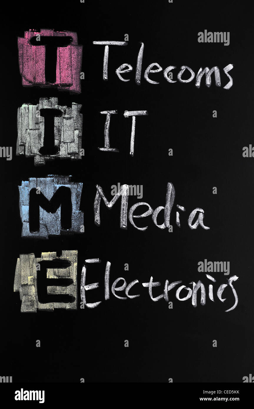 Acronym of time for telecoms,IT,Media and electronics Stock Photo