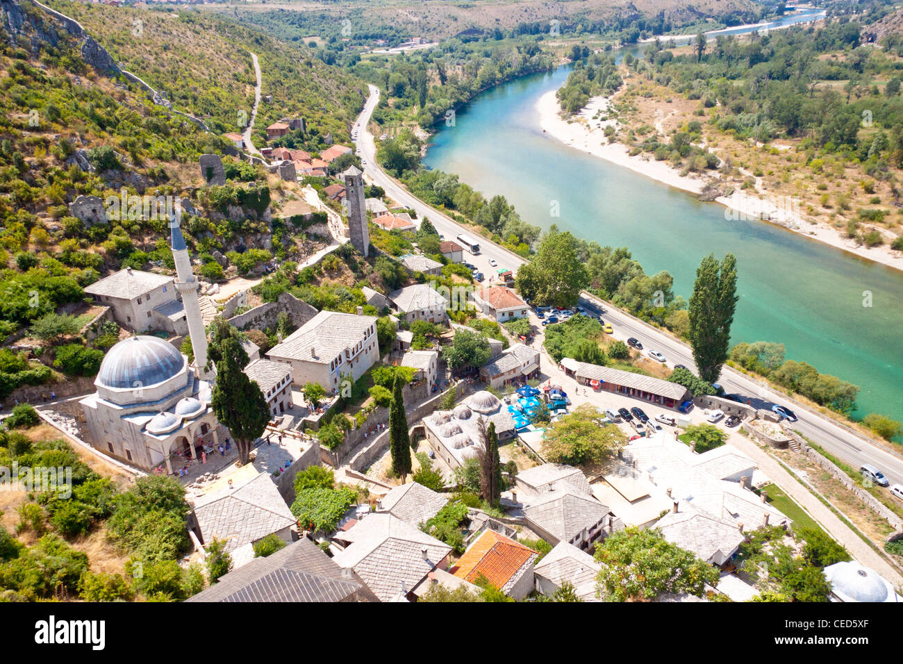 Aerial view on small town Pocitelj - Bosnia and Herzegovina, Balkans ...