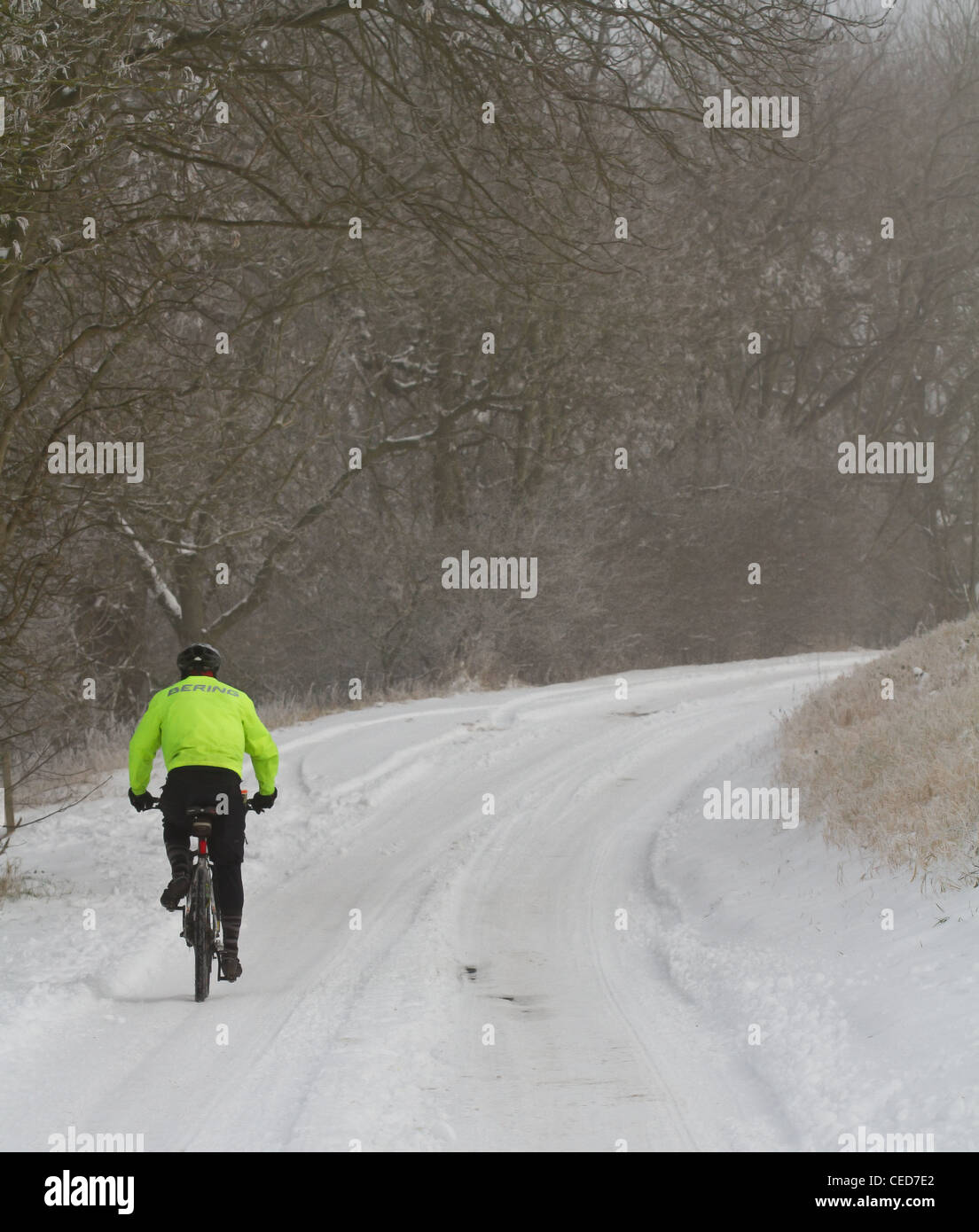 riding a bike in the snow