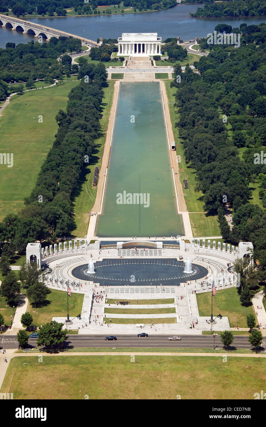 Aerial view of Lincoln memorial in Washington DC from Washington monument Stock Photo