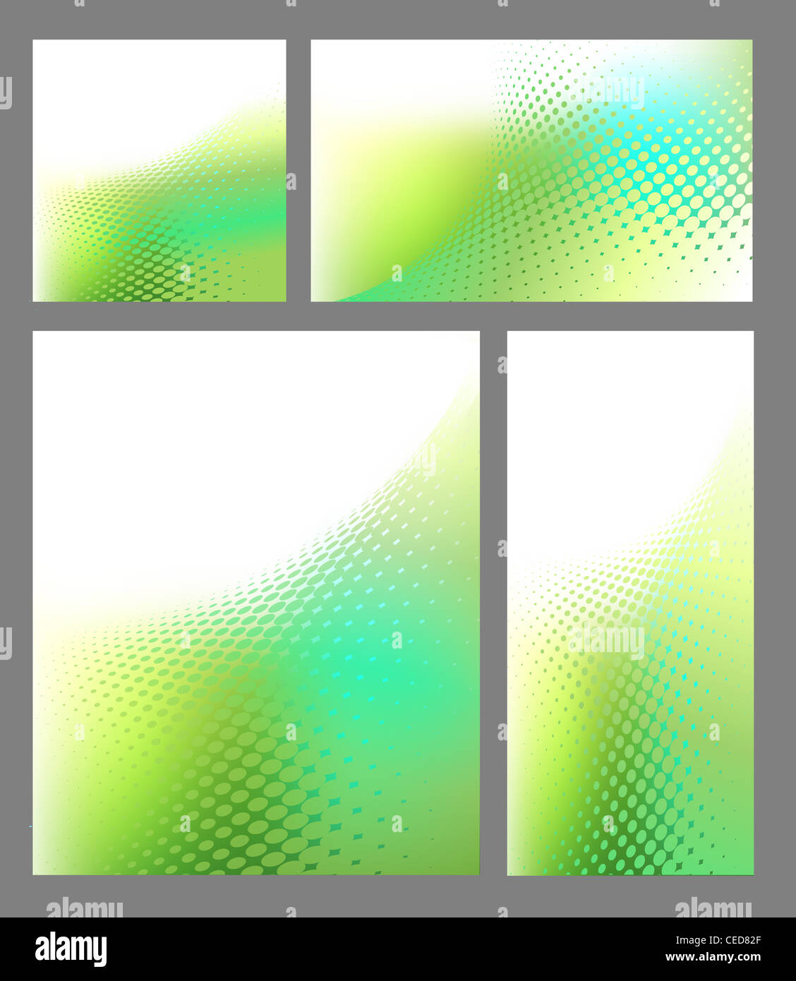 Abstract Blue Green Gradient Background Template Set with gradient dots ...