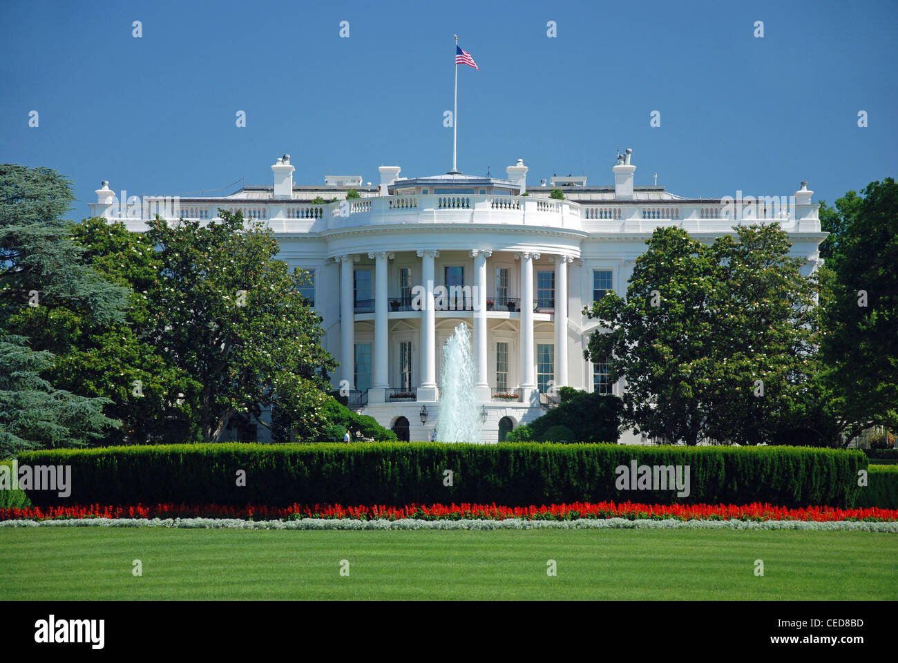 The White House in Washington DC with beautiful blue sky Stock Photo