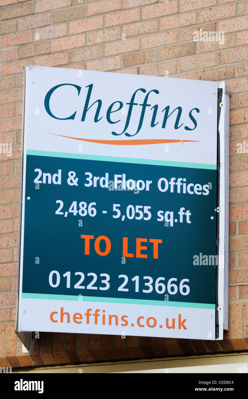 Cheffins Estate Agents Offices To Let Board, Cambridge, England, UK Stock Photo