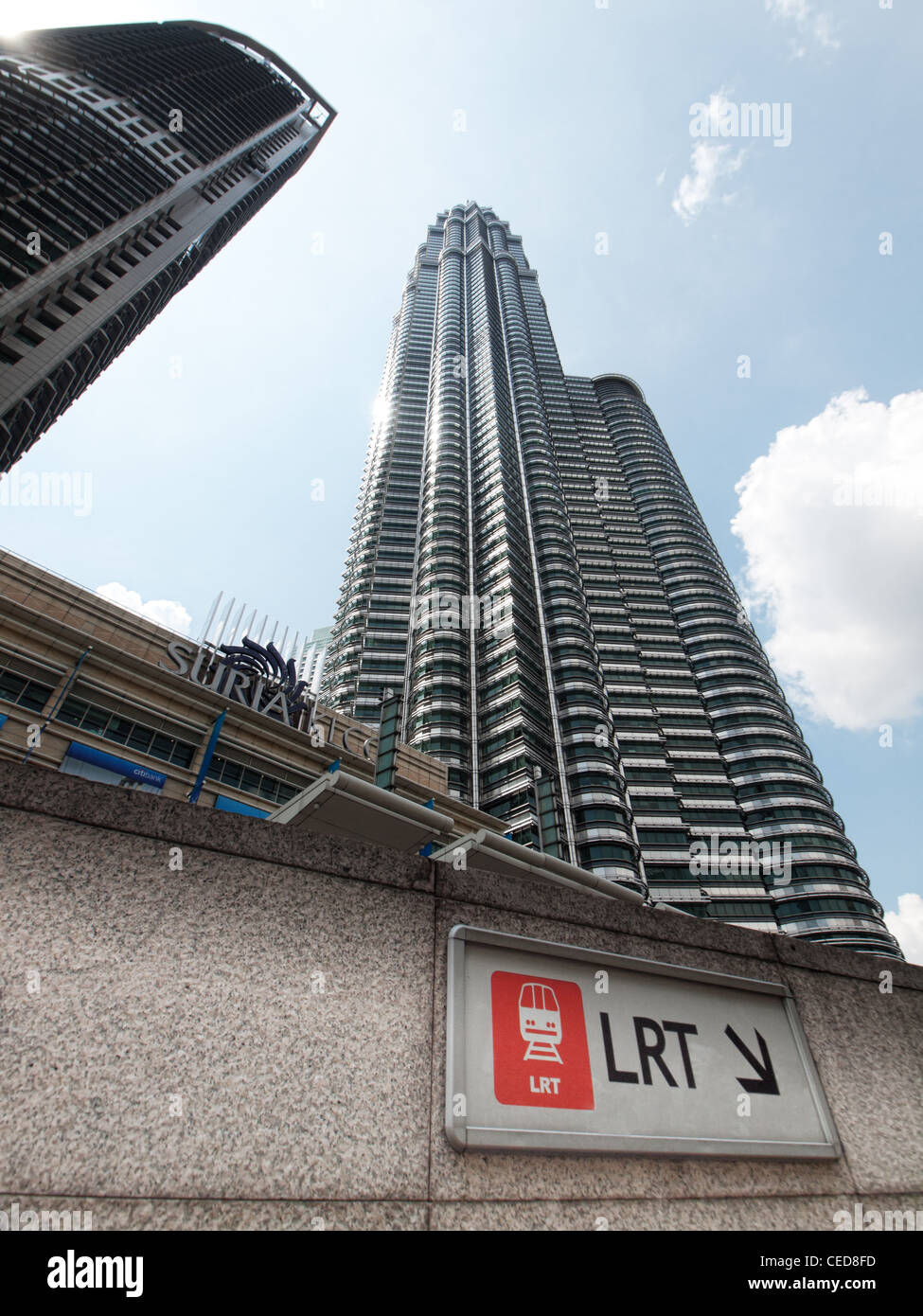 Petronas towers and LRT Stock Photo