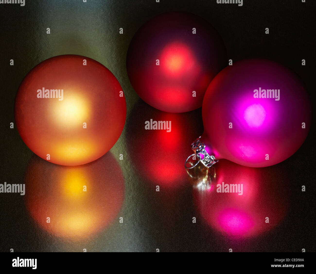 Festive colored Christmas ornaments Stock Photo