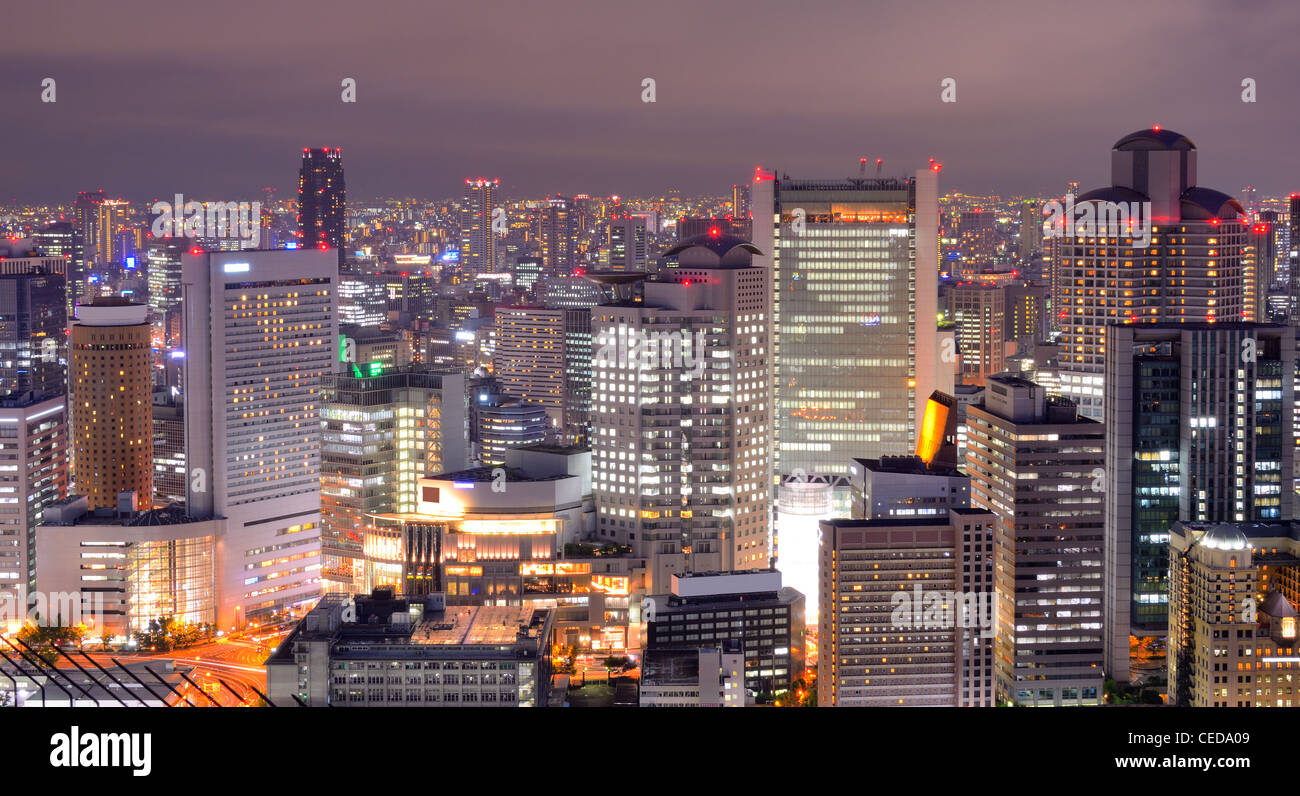 Osaka, Japan at night Stock Photo