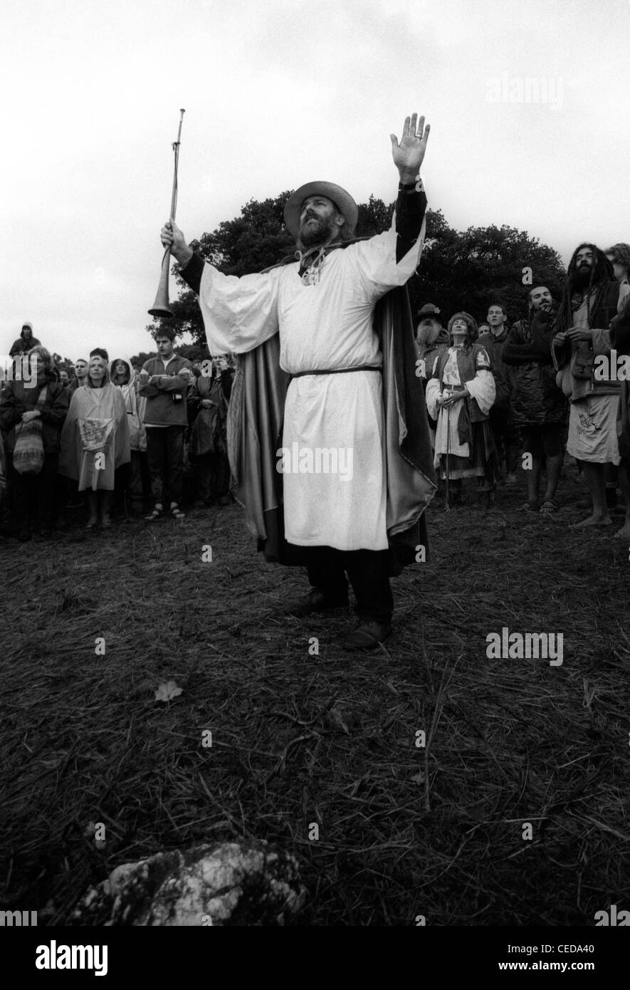 Glastonbury Festival Summer Solstice Druids ceremony Stock Photo