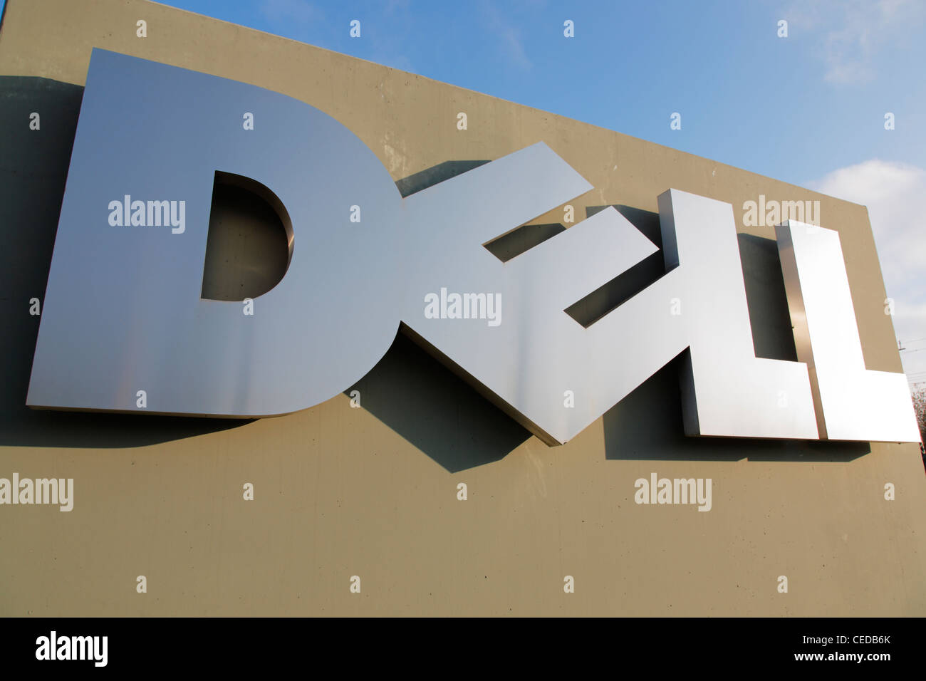Dell logo in front of the DELL-Call-Center in Halle, German Stock Photo