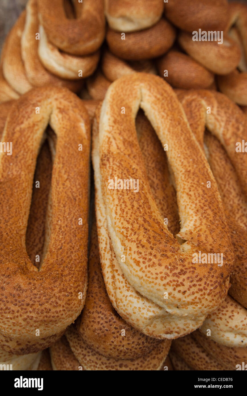 Israel, Jerusalem, Old City, Mt. Zion, sesame round bread Stock Photo