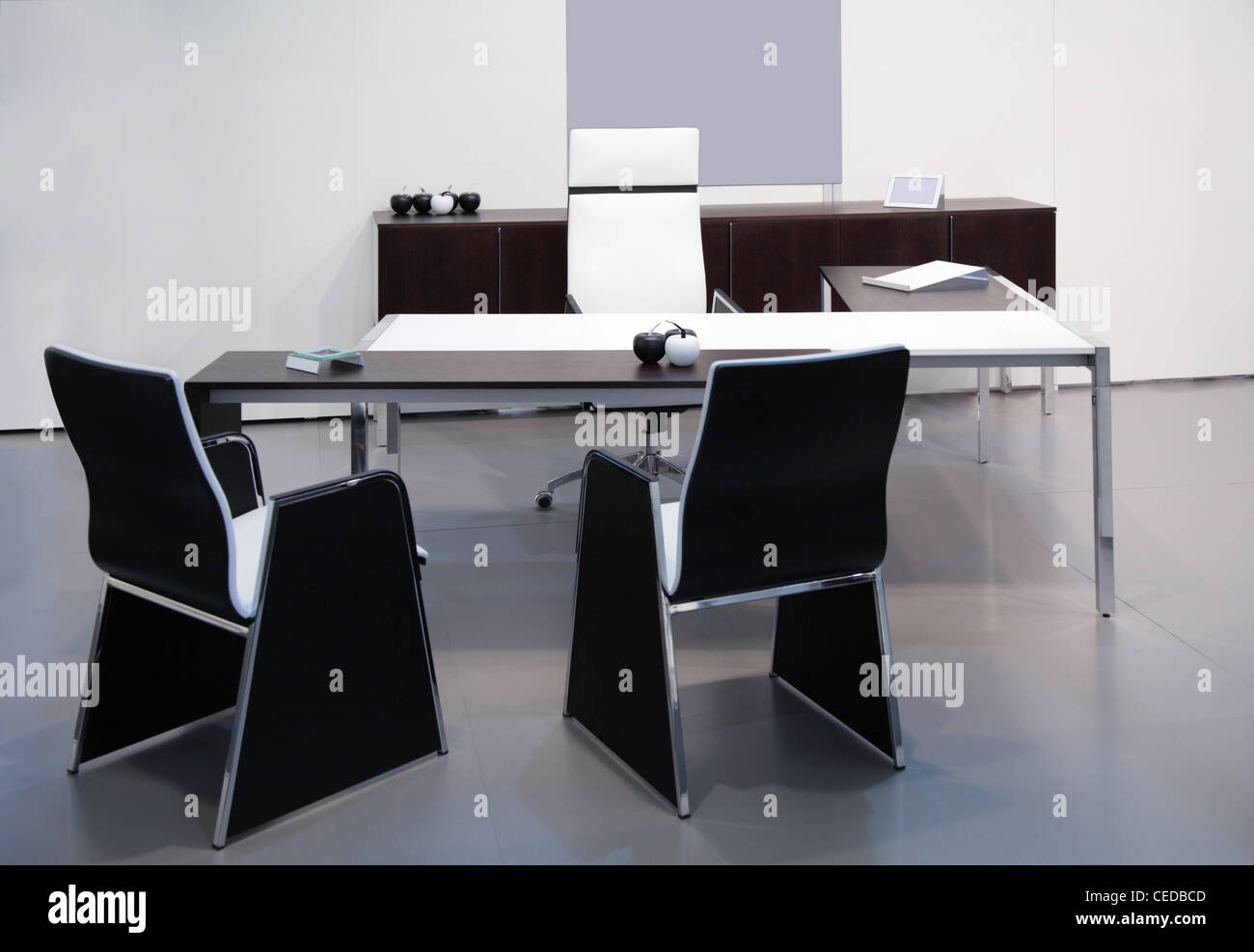 Modern black white office interior Stock Photo