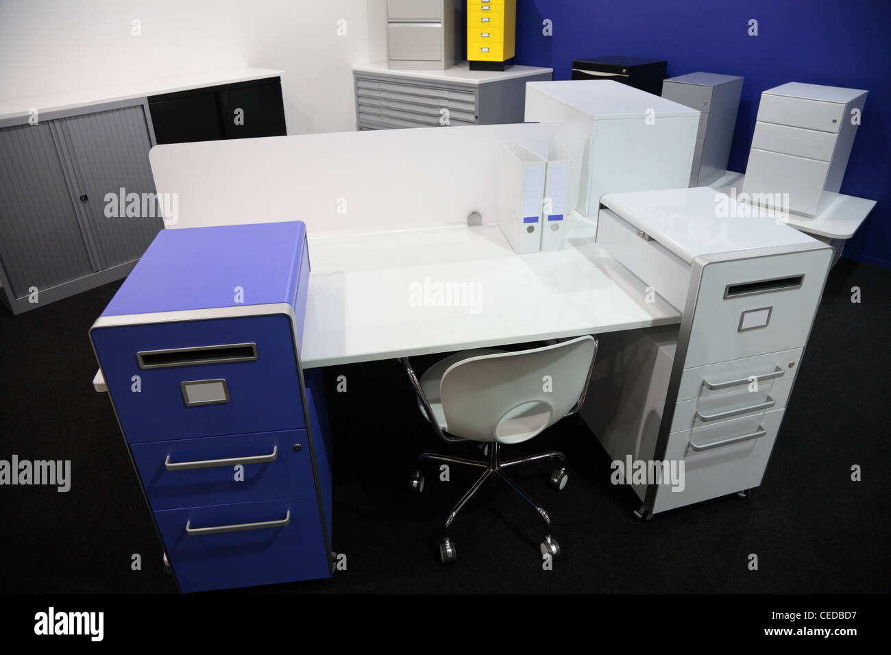 blue white Office interior Stock Photo