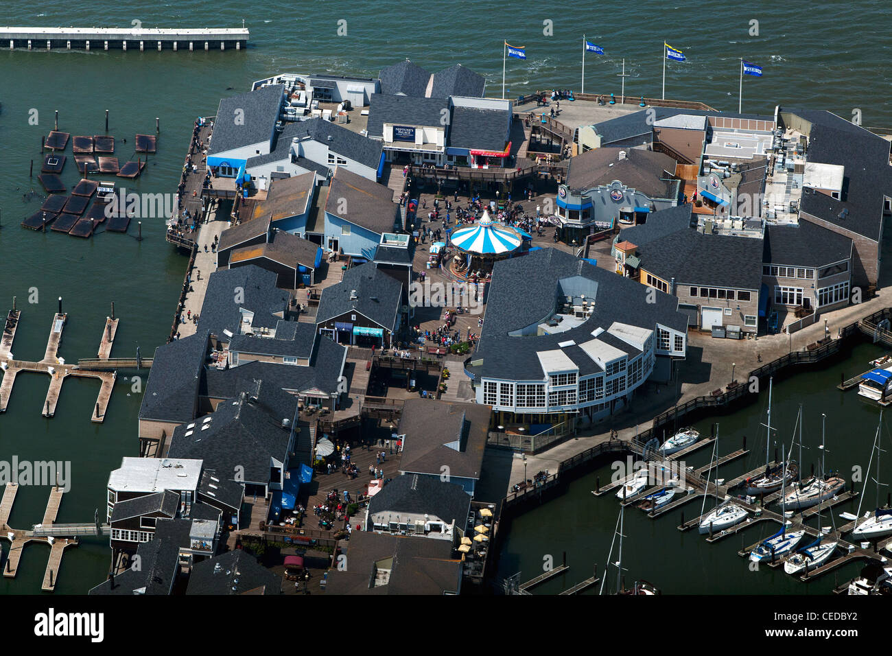 aerial photograph Pier 39 Fisherman's Wharf San Francisco California Stock Photo