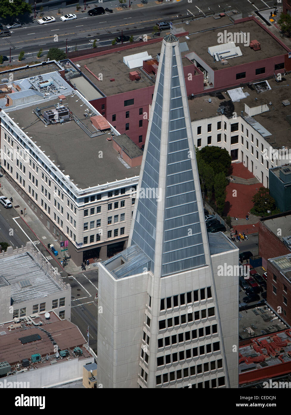 aerial photograph Transamerica Pyramid office tower San Francisco Stock Photo