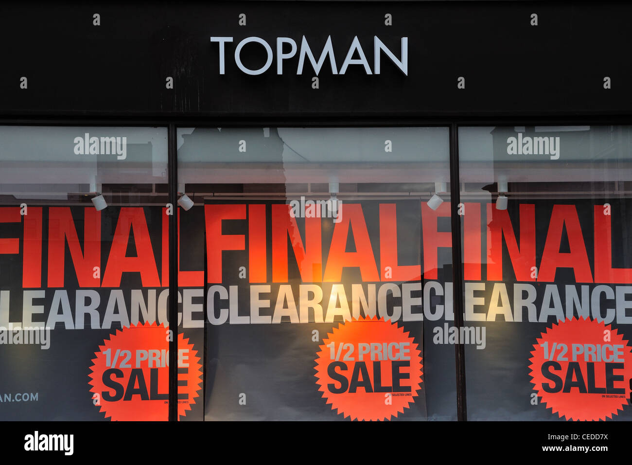Topman shop window with sale notice. in Glasgow, Scotland, UK Stock Photo