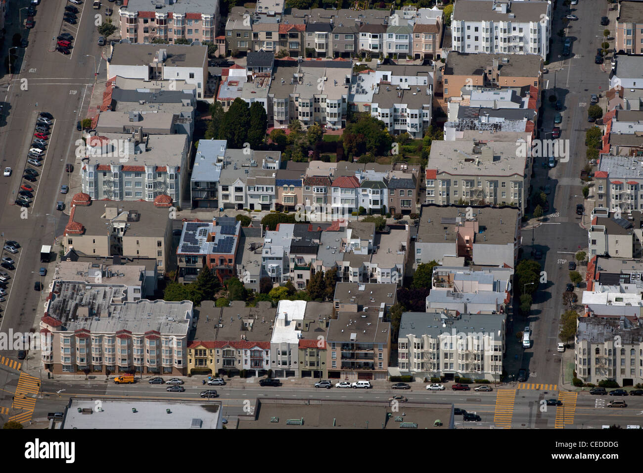 aerial photograph residential apartment buildings San Francisco California Stock Photo