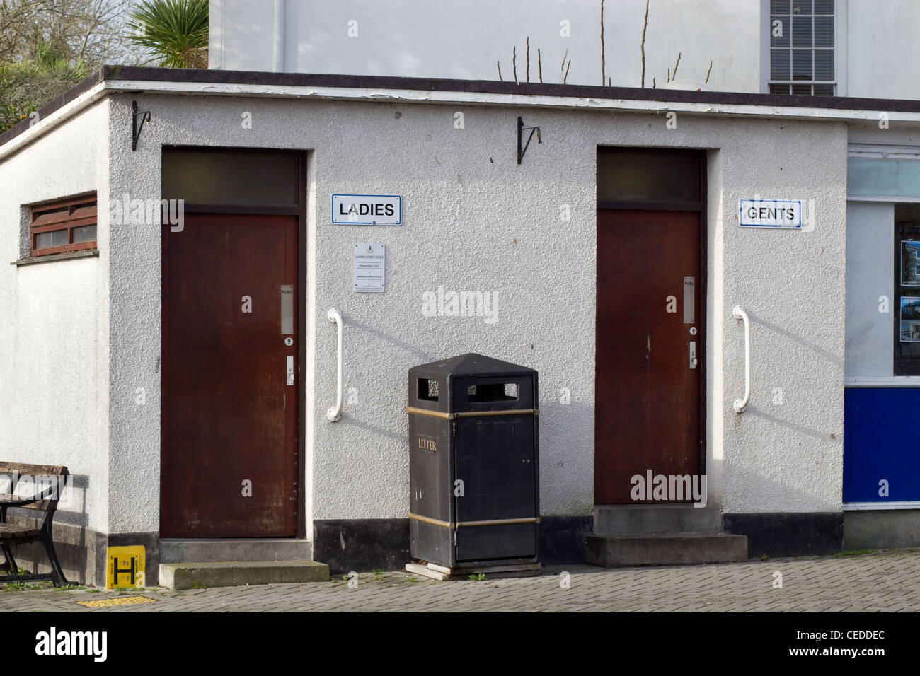 Ladies and gents toilets in Penzance, Cornwall UK. Stock Photo