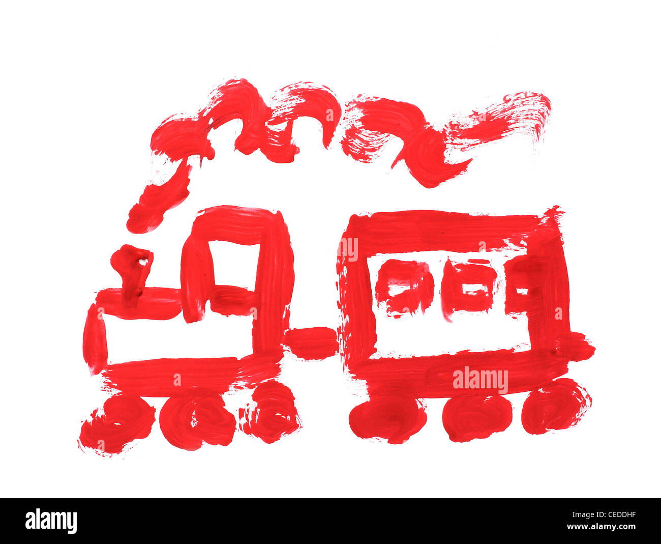 of the train painted with paint simple drawing Stock Photo