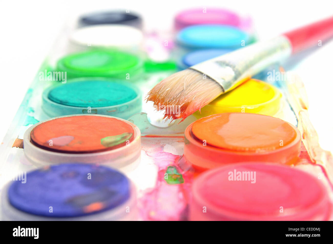 Set of Water Colors with Brush in Box Stock Illustration - Illustration of  paintings, painter: 41266545