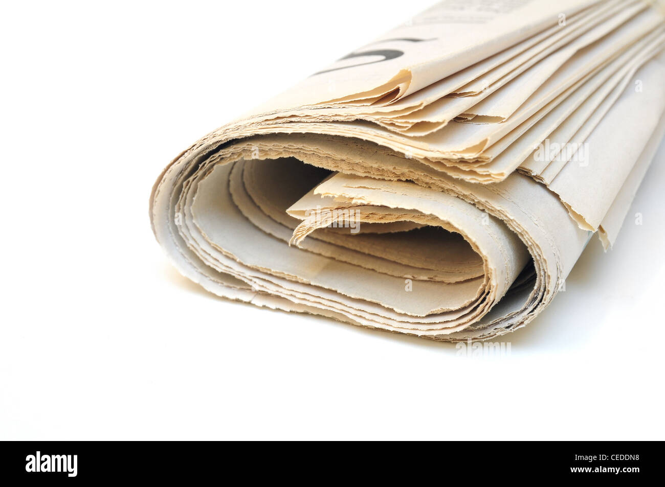 Folded newspaper on white background Stock Photo
