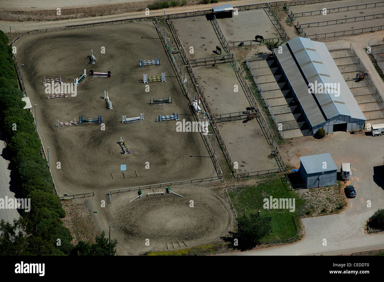 aerial photograph equestrian jumping course Sonoma County, California Stock Photo