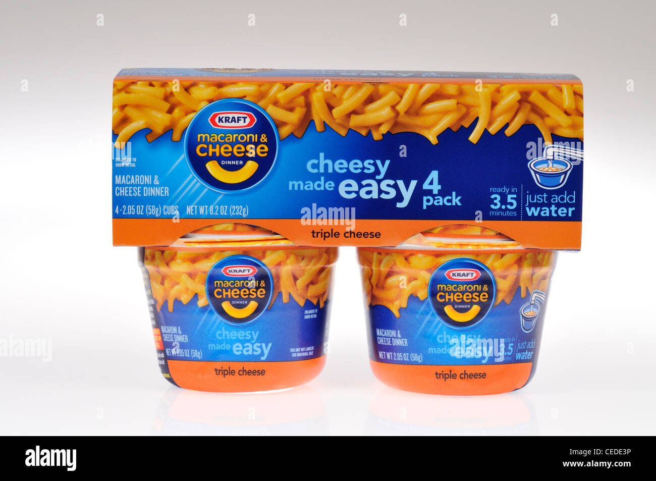 Multi pack of Kraft Macaroni and cheese  individual serving cups on white background cutout Stock Photo