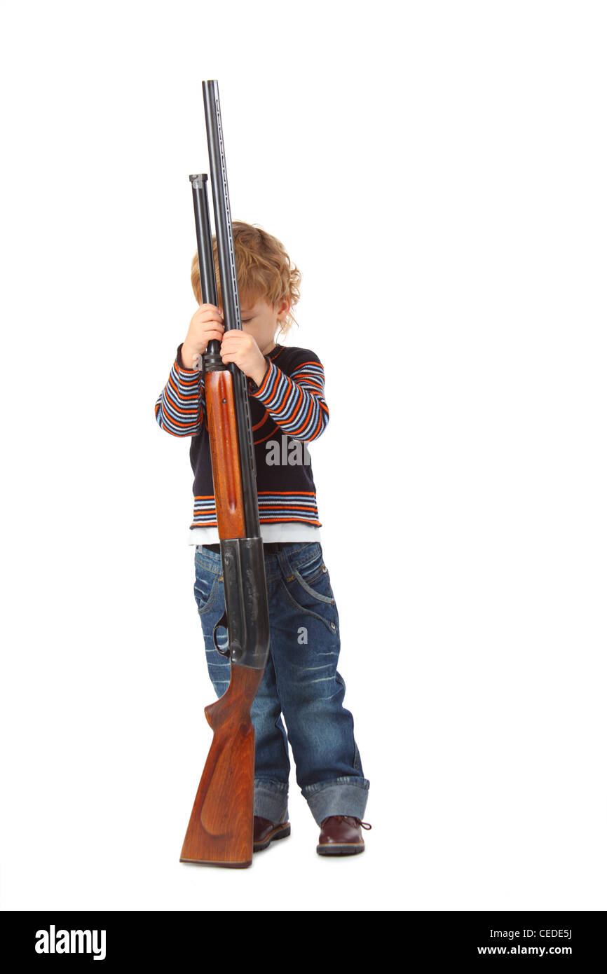 Little boy with gun Stock Photo Alamy