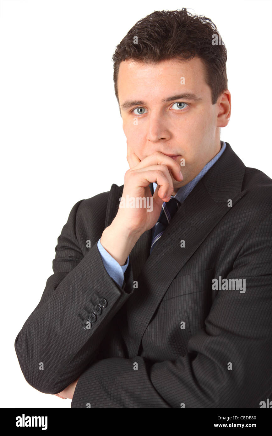 Advertising Man Think Portrait handsome businessman thinking problem hi-res stock photography ...