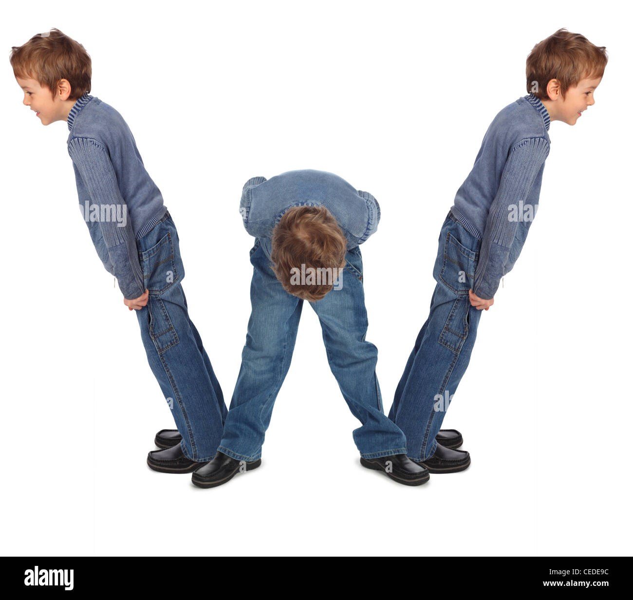 boys represent  letter W Stock Photo