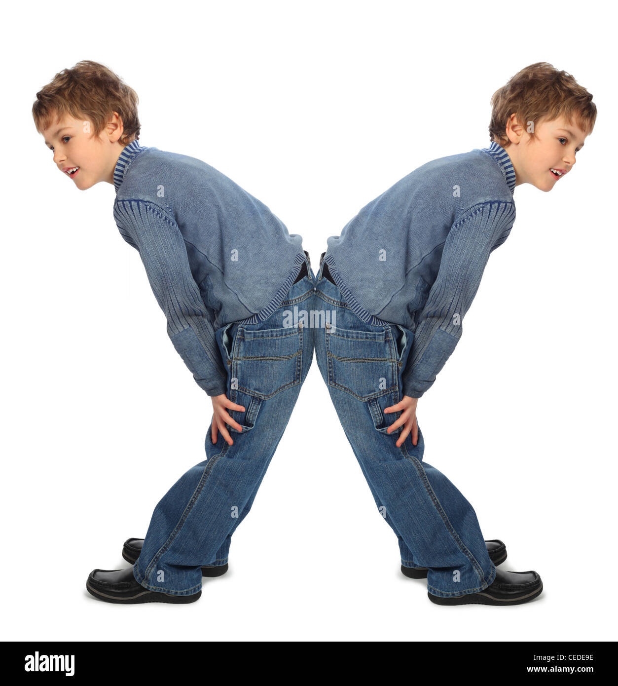 boys represent  letter X Stock Photo