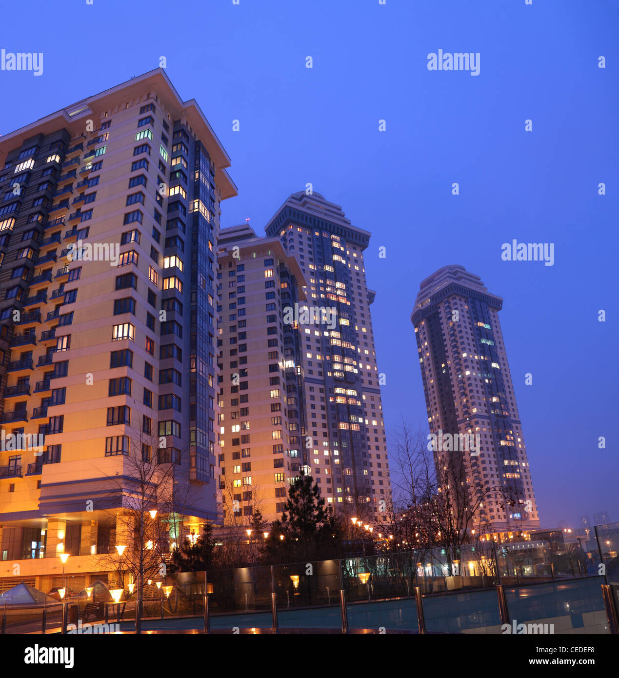 Apartment houses at evening Stock Photo