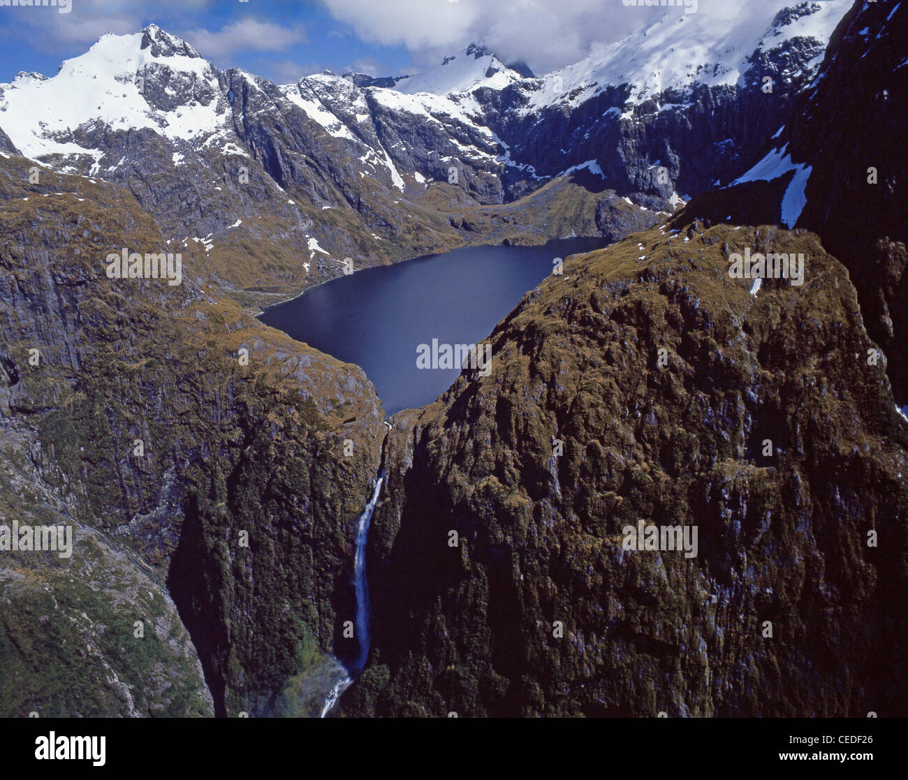 Sutherland Falls, Fiordland National Park, Southland Region, South Island, New Zealand Stock Photo