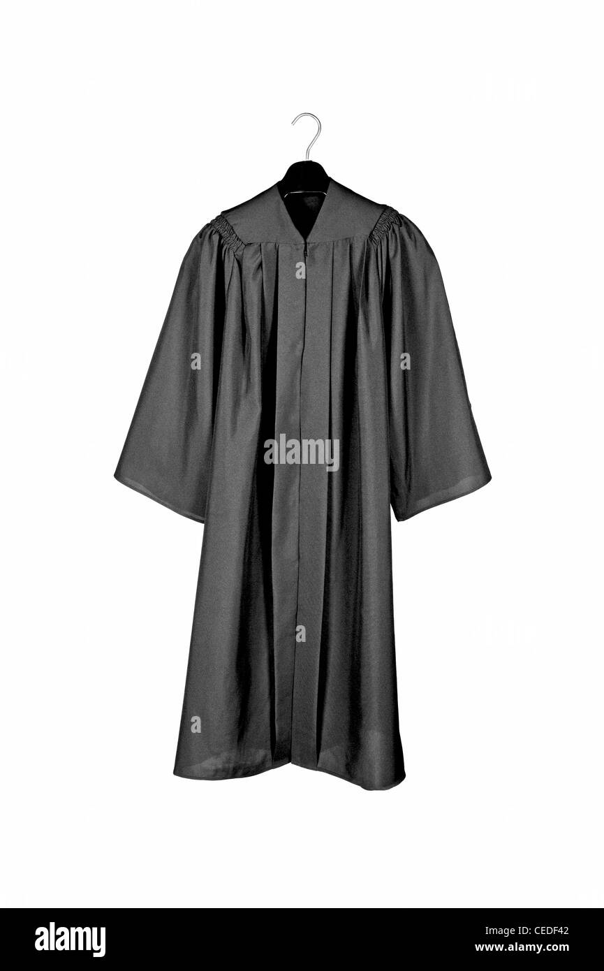 A black graduation gown isolated on white Stock Photo