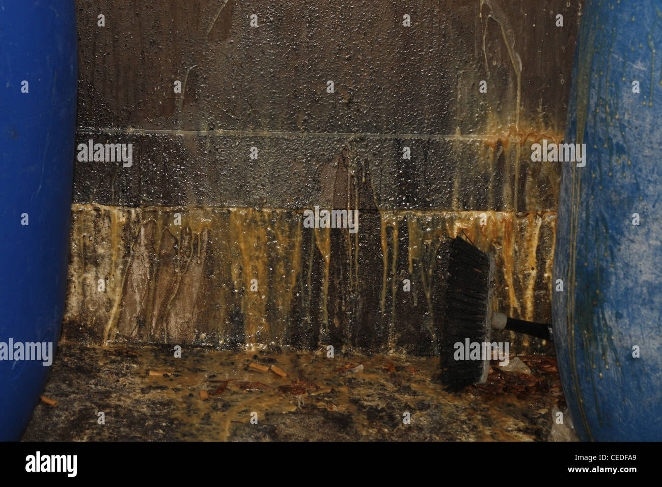 waste cooking oil dripping down walk in freezer Stock Photo Alamy