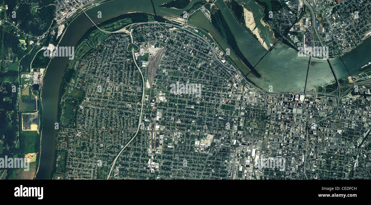 aerial photo map Louisville Kentucky Ohio River Stock Photo