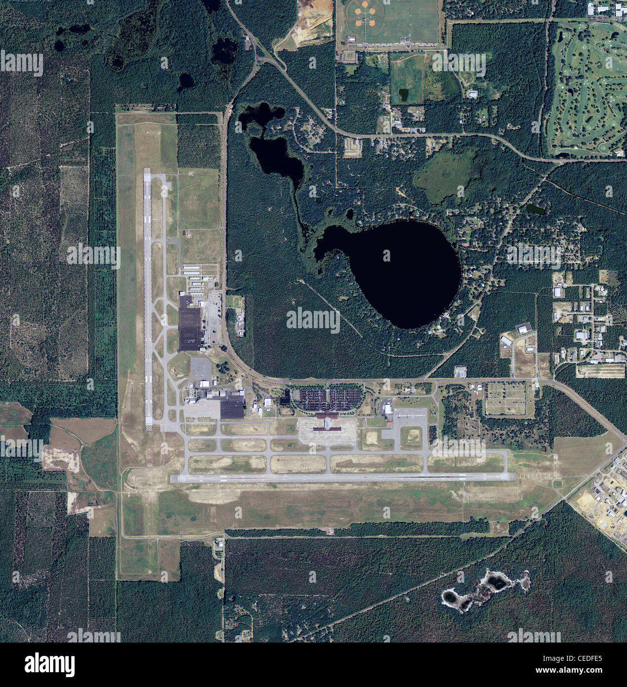 aerial photo map Tallahassee Regional Airport THL KTHL Florida Stock Photo