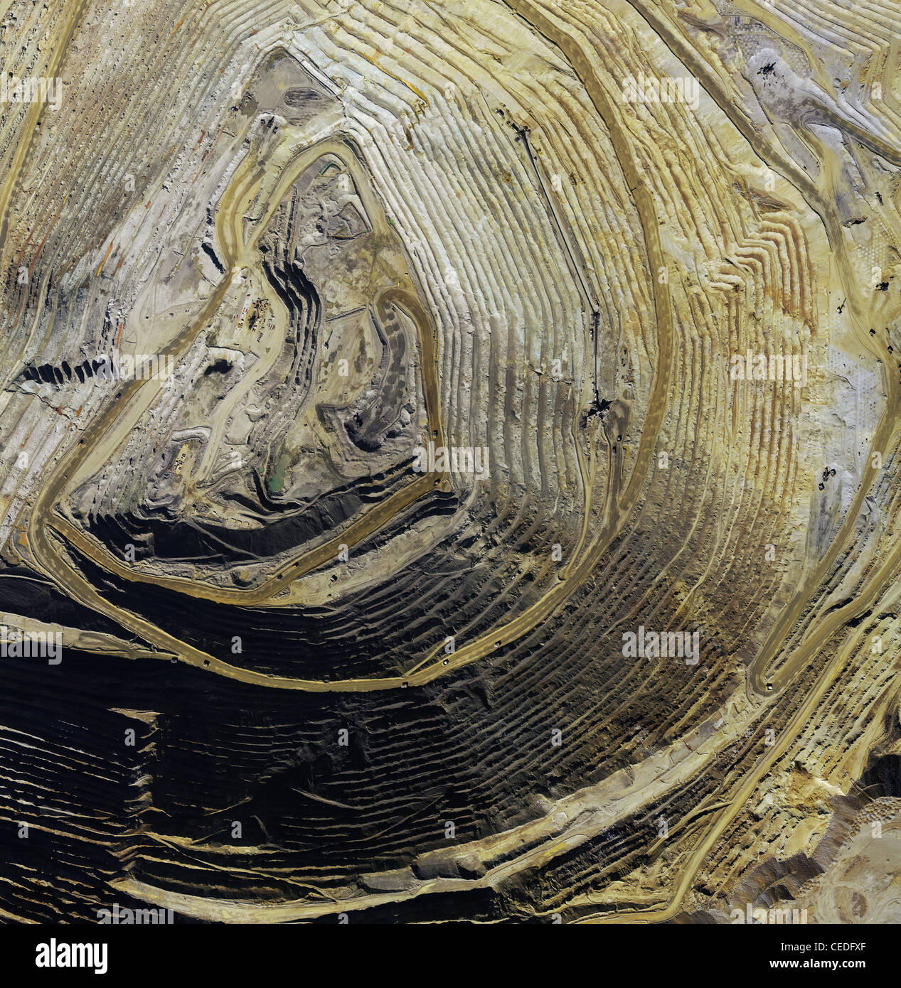 aerial photo map  Bingham Canyon  Kennecott Copper Mine deepest open pit copper mining operation in the world Utah Stock Photo