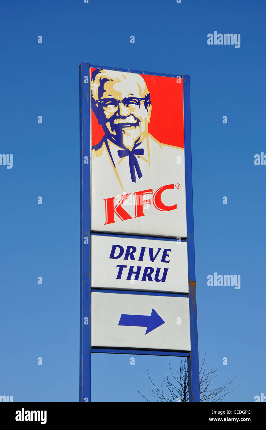 KFC Drive Thru sign, England, Uk Stock Photo