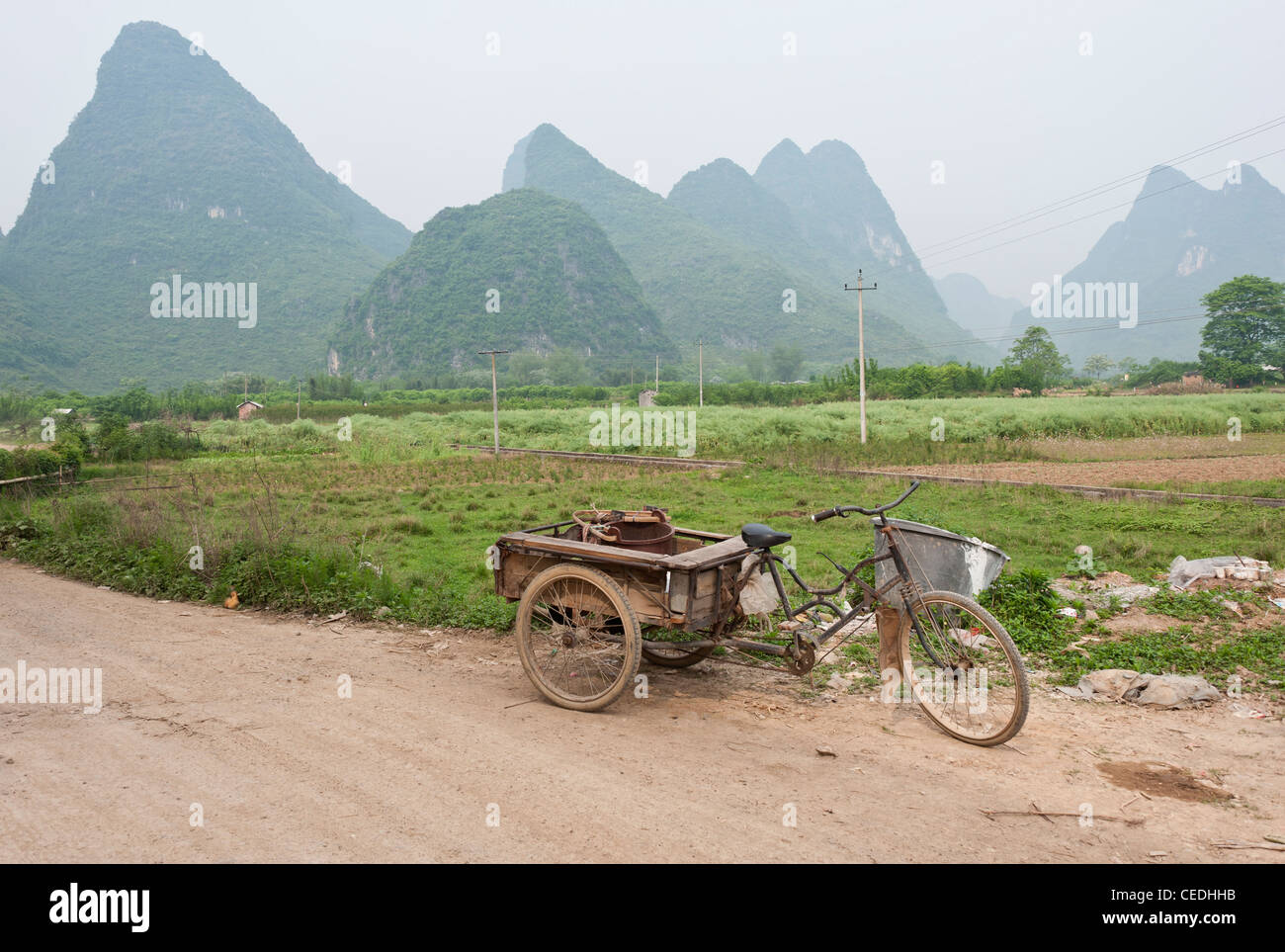 Utilitarian tricycle in rural China Stock Photo