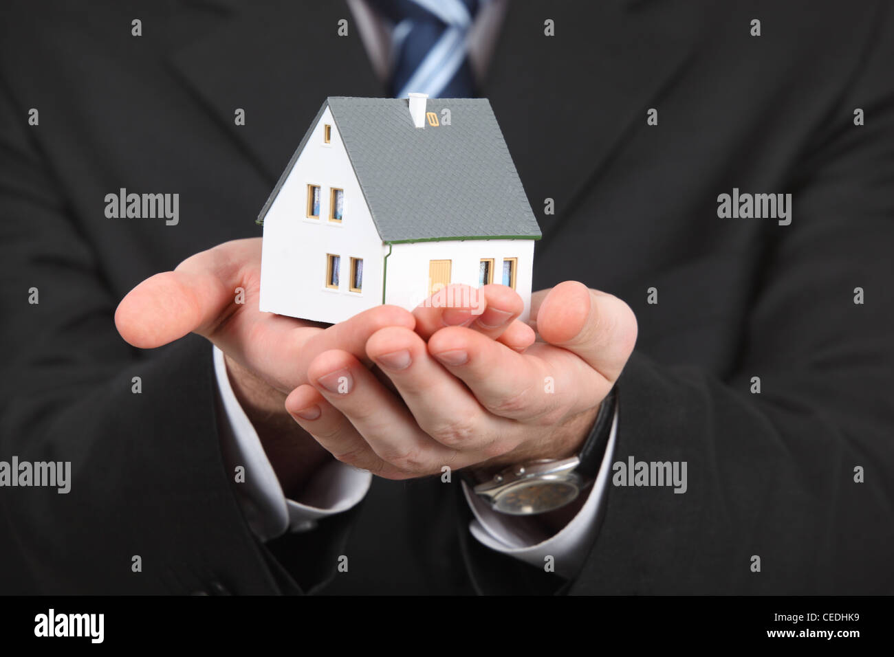 male hands with model of house Stock Photo - Alamy