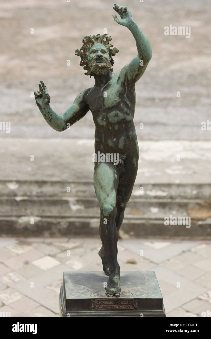 Satyr (Fauno) Bronze Statue Faun in Pompeii Italy Stock Photo