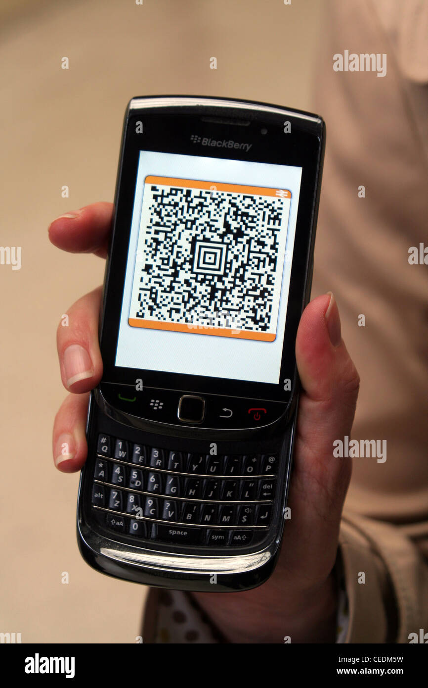 QR code on Blackberry mobile phone Stock Photo