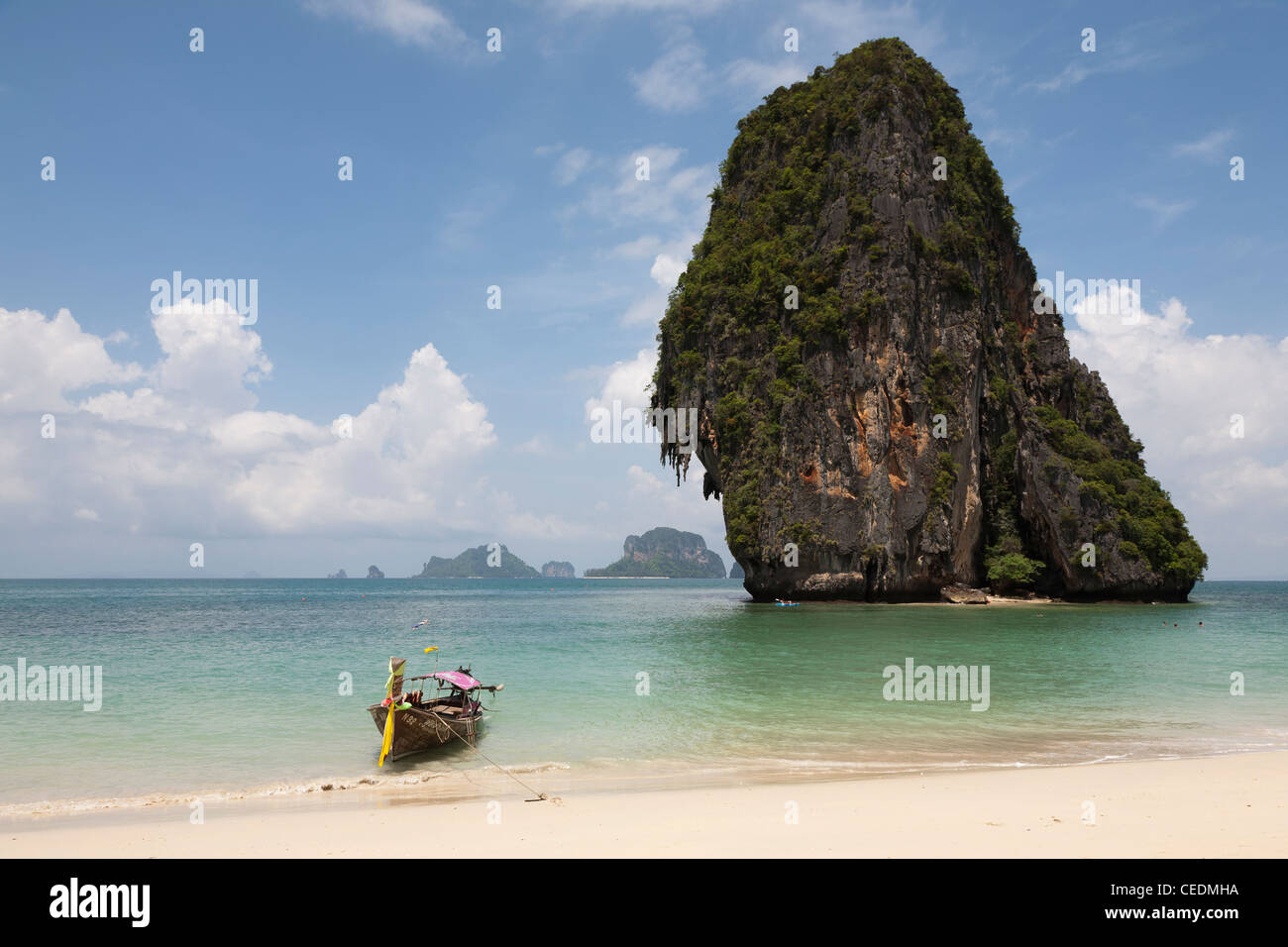 Thai long tail boat on beach Stock Photo